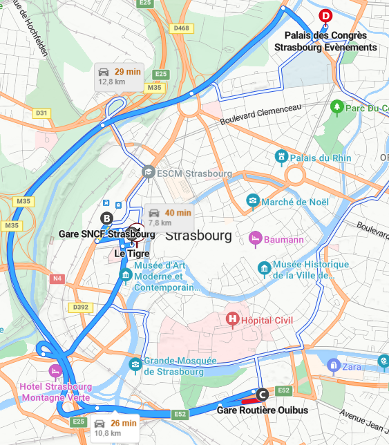 Plan retour bus - Arrêts